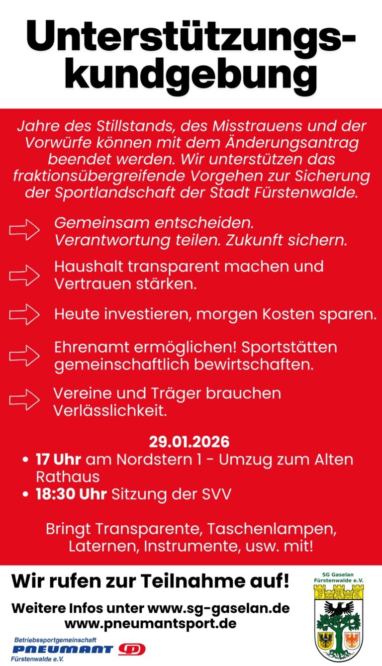 Aufruf zur Unterstützungskundgebung